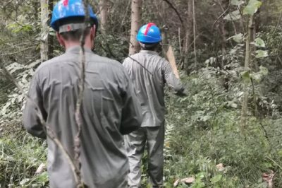 穿過無人區檢修110千伏線路君野線44號塔雷擊跳閘故障點